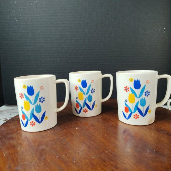 Vintage Retro Tulips Electric Teapot Set Cups Sugar Creamer SOLD AS IS - Picture 3 of 16